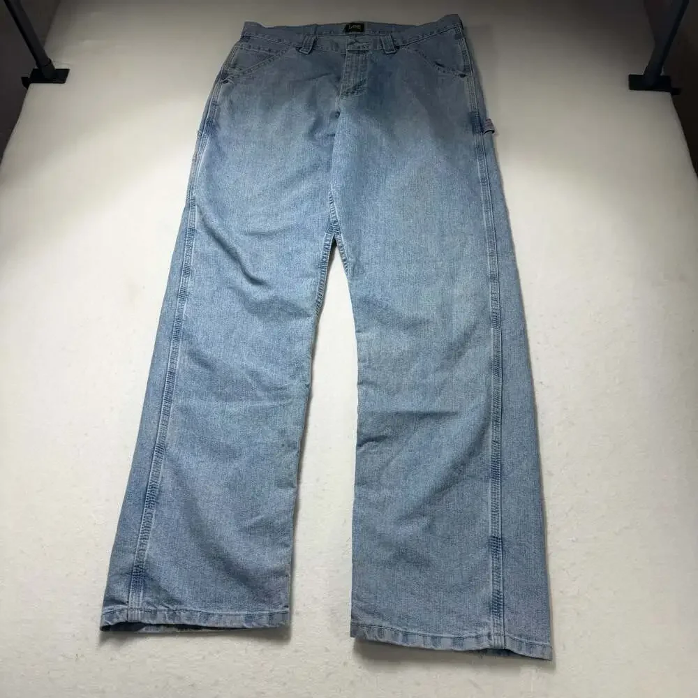 Lee Loose Fit Carpenter Jeans Men's Size 33x34 Light Wash Denim Workwear Pants